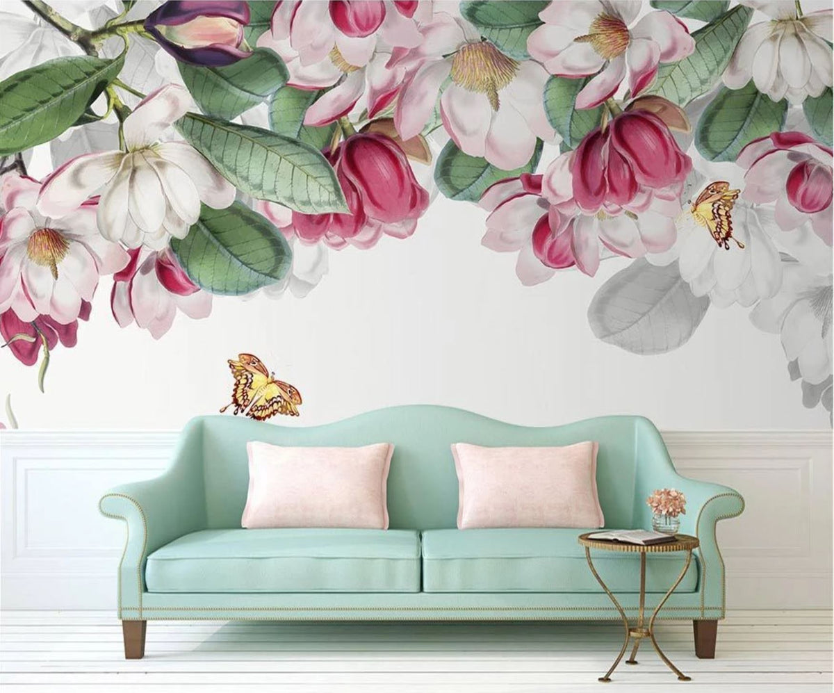 Wallpaper alla moda floreale Magnolia