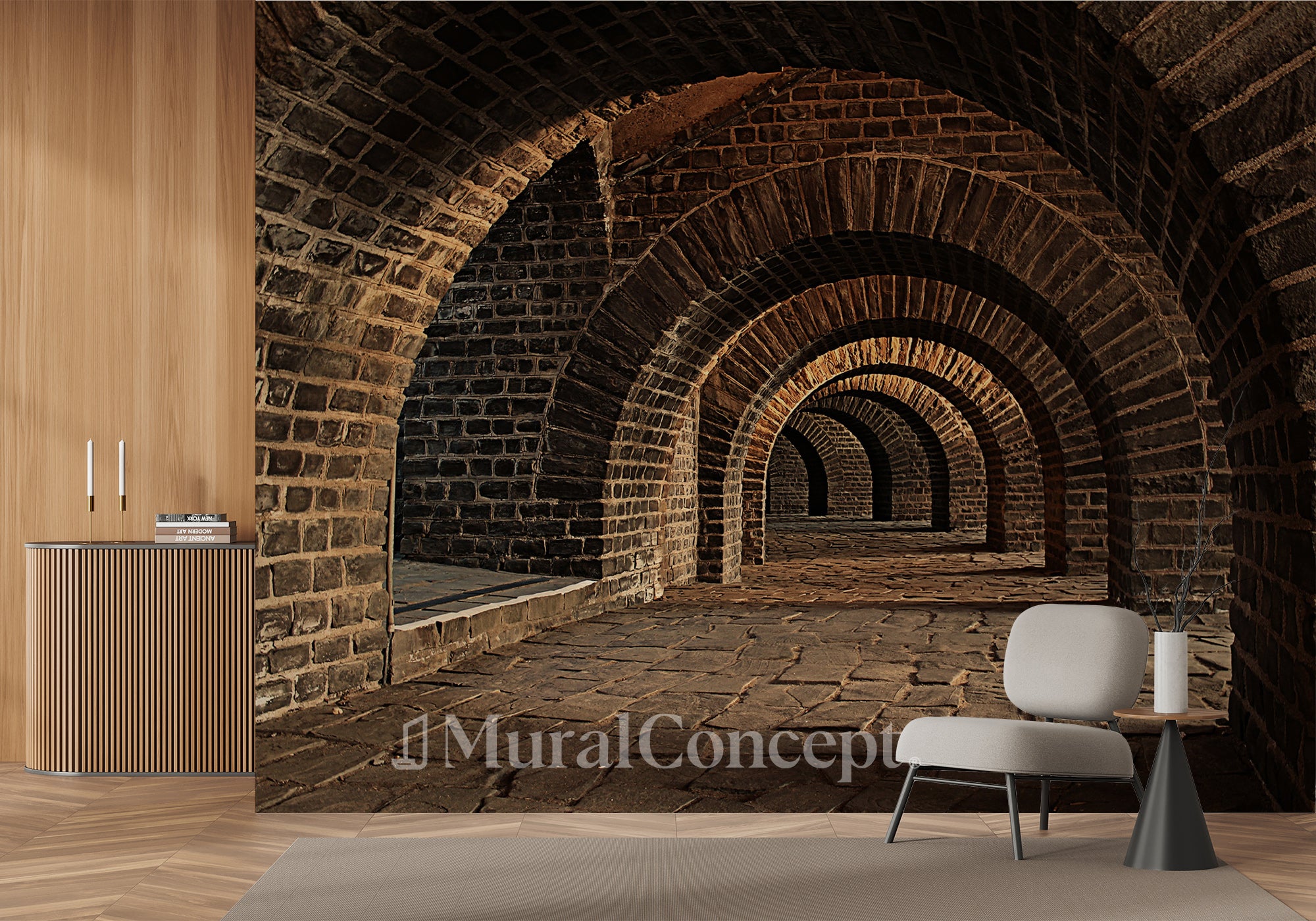 Papier peint Trompe l'oeil Bricks Passage - panoramique français