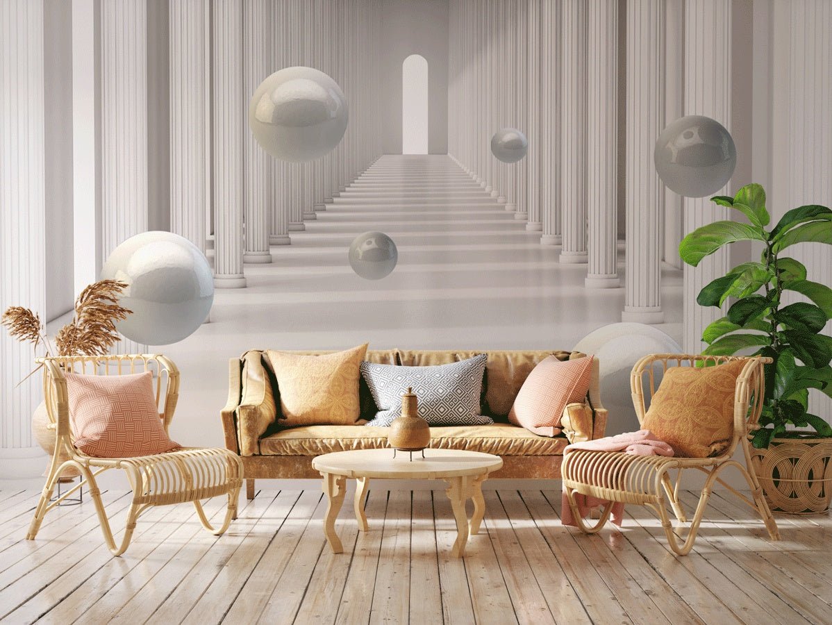 Papier peint trompe œil colonne romaine - Muralconceptpapier_peint_sur_mesure