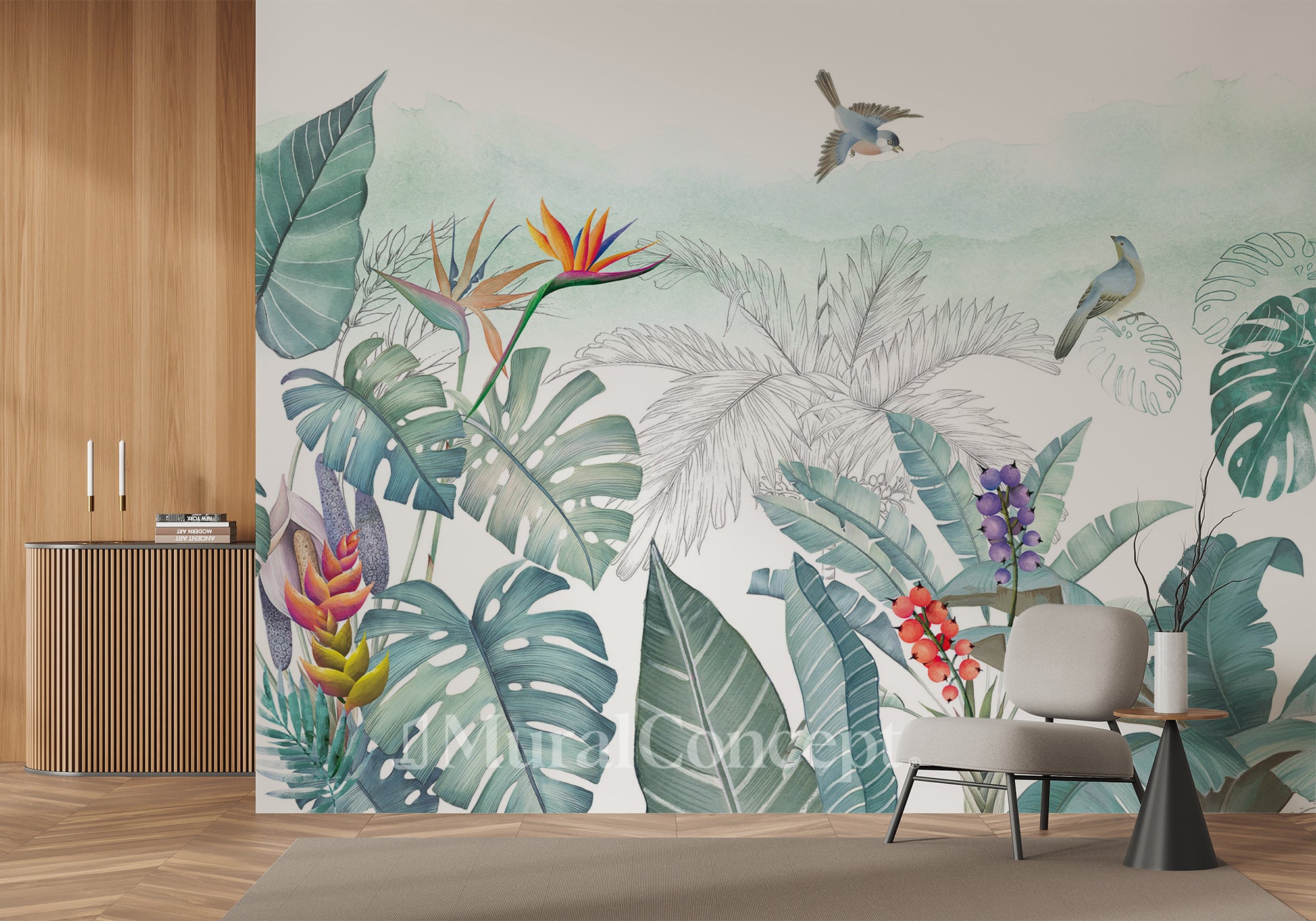 Papier peint Végétal & Bird Prestige - panoramique français