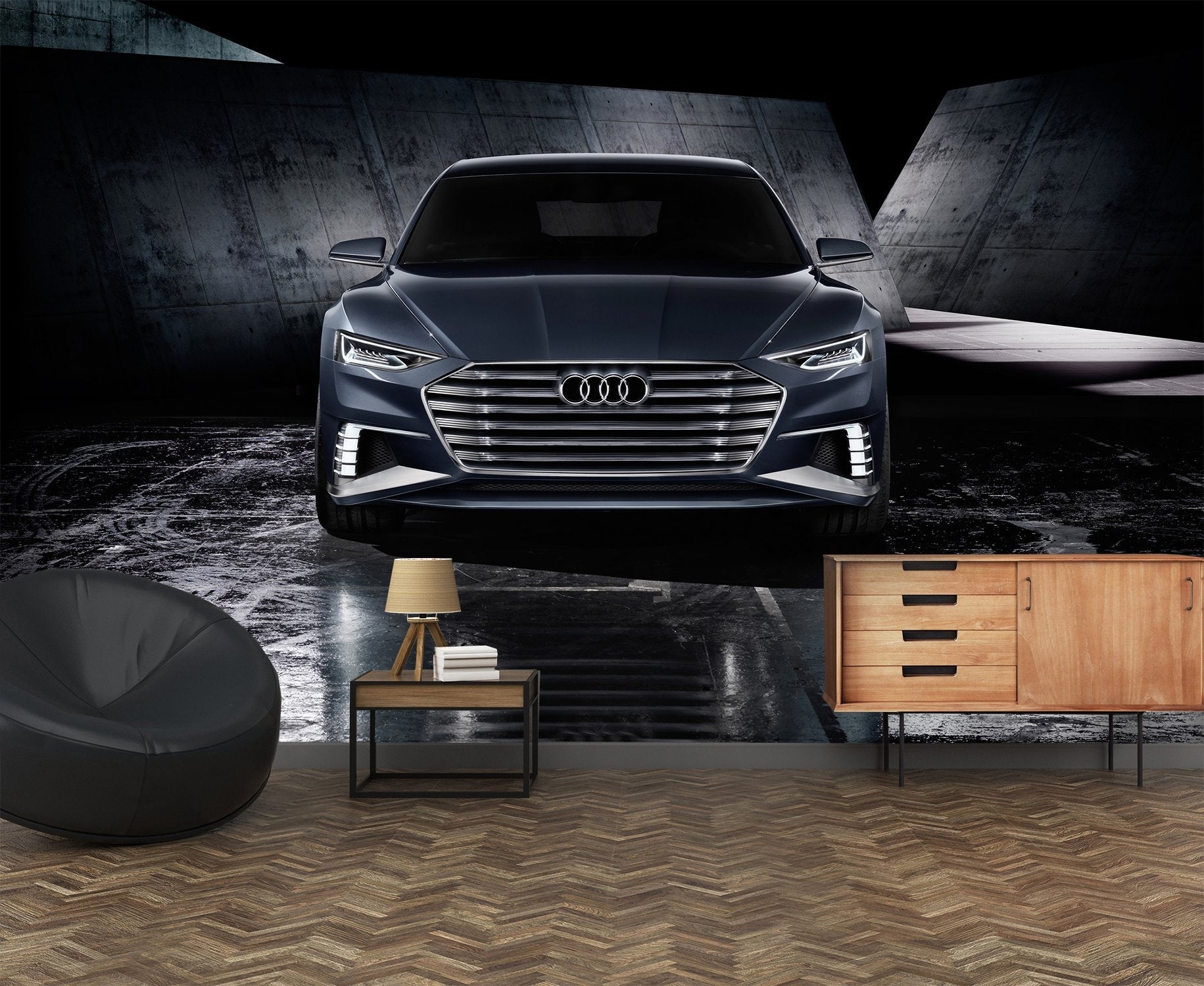 Papier peint voiture all black - papier peint sur mesure francais - muralconcept