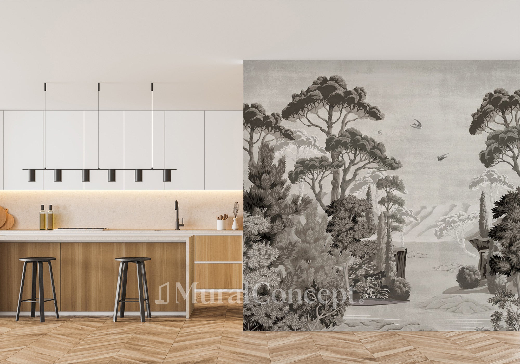 Papier peint panoramique paysage d'autrefois - panoramique français